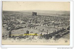 CPA   ALGERIE  TIMGAD  ruines romaines vue generale prise du théatre -