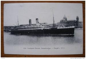ancienne carte postale CPA Cie Transatlantique Paquebot Timgad Trésor et Postes février 1918