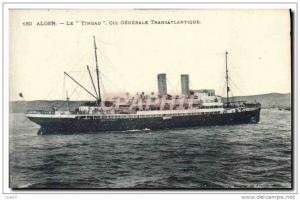 CPA Bateau Paquebot Alger Le Timgad de la Cie Generale Transatla