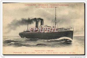 CPA Bateau Paquebot Poste Timgad Compagnie Generale Transatlanti