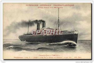 CPA Bateau Paquebot Poste Timgad Compagnie Generale Transatlanti