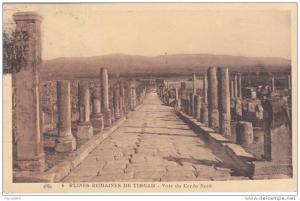 cp , ALGÉRIE , TIMGAD , Ruines Romaines , Voie du Cardo Nord