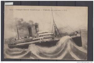 Bateau, Paquebot - Compagnie Générale Transatlantique - TIMGAD, par grosse mer
