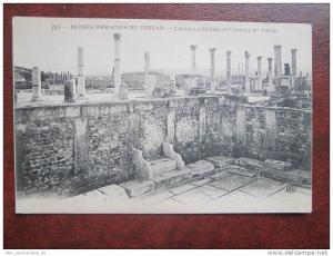 Timgad Ruines Romaines Latrines publiques e Colonnes du Forum Algerien CPA AK