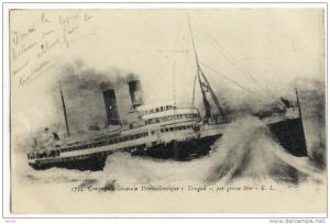 Compagnie Générale Transatlantique  TIMGAD  par grosse Mer