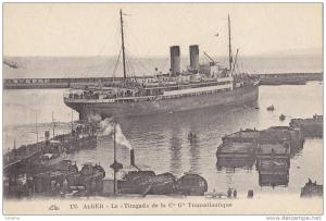 Dampfer SS  TIMGAD , der franz. Linie CGT im Hafen von Algier, um 1912