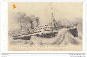 BATEAU-Compagnie générale Transatlantique-  Timgad  par grosse mer