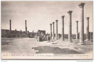 Algérie - Ruines Romaines de TIMGAD - Le Forum - Portique nord & Tribune aux harangues