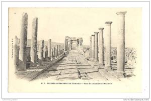 cp, Algérie, Timgad, Ruines Romaines, Voie de Decumanus Maximus