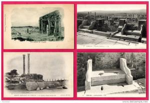 Lot de 7 CPA - ALGERIE - TIMGAD - Latrines, ruines romaines baptistère, capitole...