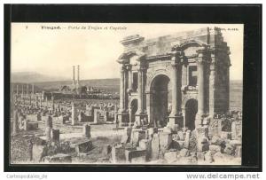 CPA Timgad, Porte de Trojan et Capitole, Ruine des Trojanischen Tores