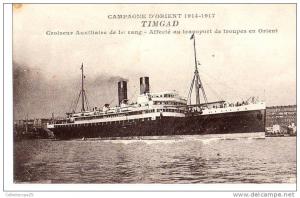 Compagnie d´ Orient 1914-1917 Timgad croiseur Auxiliaire de 1er Rang - Affecté au transport de troupes en Orient