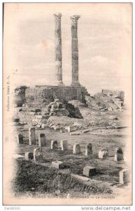ALGERIE RUINES ROMAINES DE TIMGAD LE CAPITOLE CIRCULEE 1917