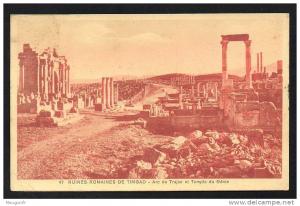 DD / ALGERIE / RUINES ROMAINES DE TIMGAD / ARC DE TRAJAN ET TEMPLE DU GENIE / CIRCULEE EN 1939