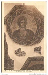 Ruines romaines de TIMGAD - Mosaïque des Thermes du Centre - Tête de Bacchus