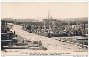 afriquealgerie. ruines romaines  de timgad.  marché de sertius et capitole