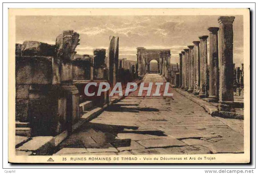 CPA Ruines Romaines de Timgad Voia du Decumanus et Arc de Trajan