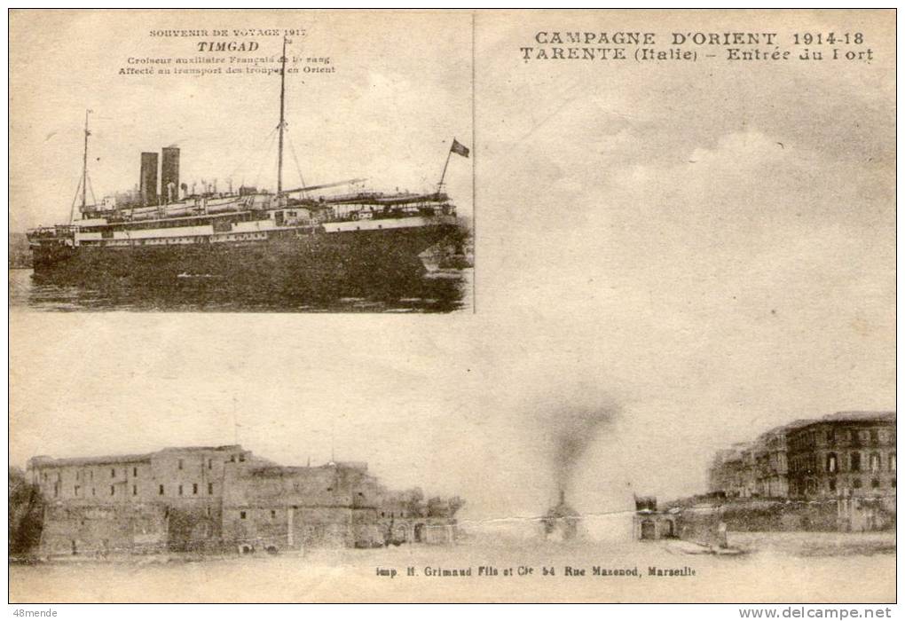 ITALIE...TARANTO....GUERR E 1914/1918....CPA....ENTRE E DU PORT + LE TIMGAD..................L OT M193