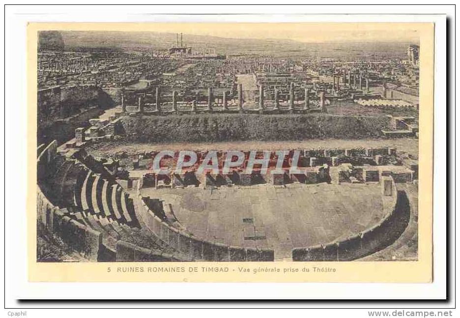 Algerie CPA Ruines romaines de Timgad Vue generale prise du thea