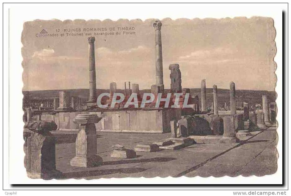 Algerie CPA Ruines romaines de Timgad Colonnades et tribunes aux