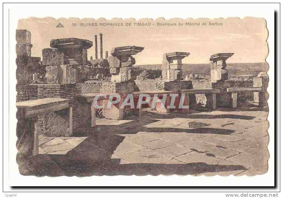 Algerie CPA Ruines romaines de Timgad Boutiques du marche de Ser