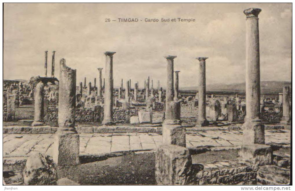 Algerie-Carte postale neuve-archéologie-Timgad- Cardo Sud et Temple-2/scans