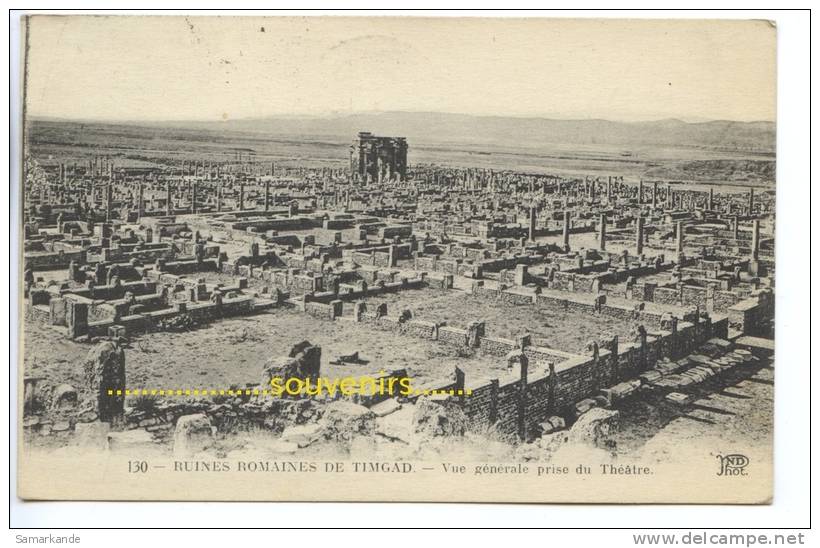 CPA   ALGERIE  TIMGAD  ruines romaines vue generale prise du théatre -