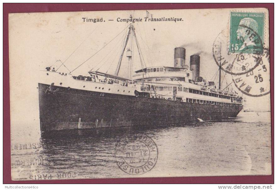 BATEAU MILITAIRE - 020413 -  TIMGAD - Compagnie trasatlantique -  croiseur auxiliaire 1914 hopital transport de troupes