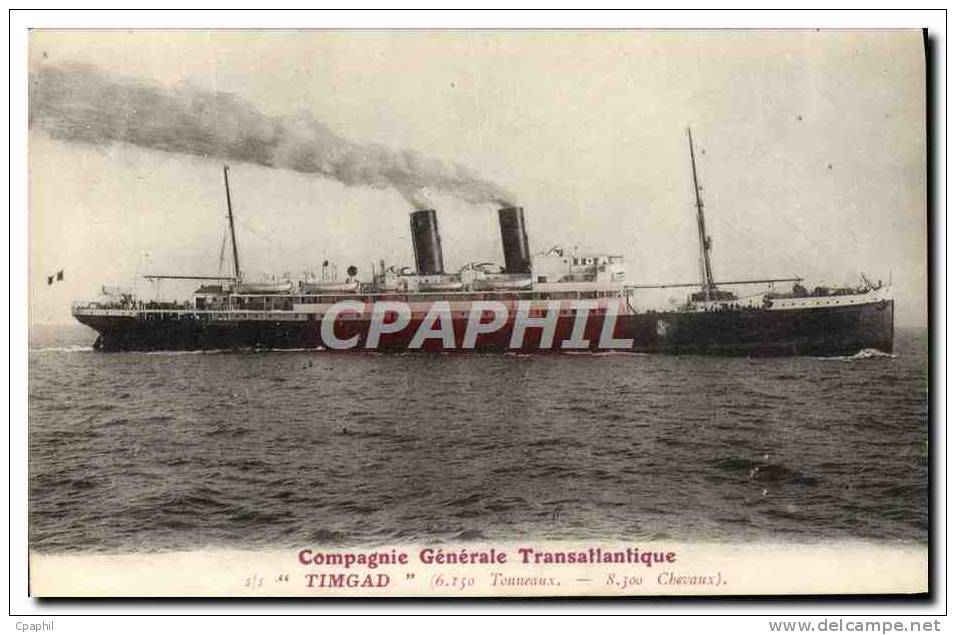 CPA Bateau Paquebot Timgad Compagnie Generale Transatlantique