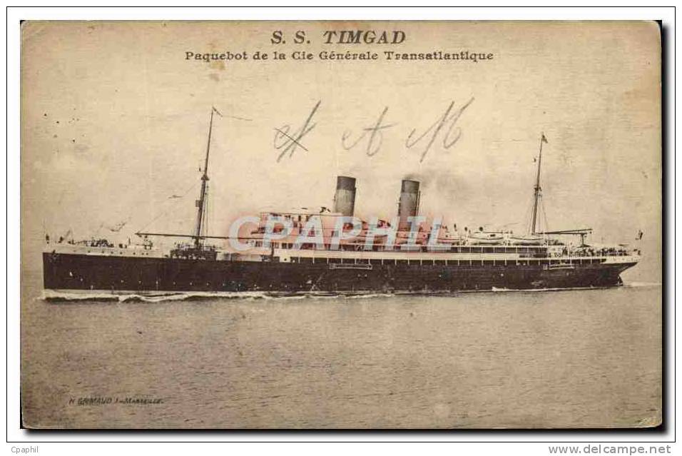 CPA Bateau Paquebot SS Timgad Paquebot de la Cie Generale Transa