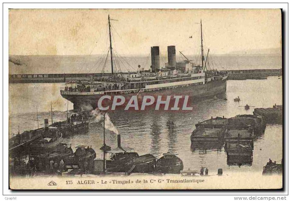 CPA Bateau Paquebot Alger Le Timgad de la Cie Gle Transatlantiqu