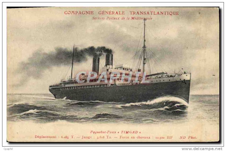CPA Bateau Paquebot Poste Timgad Compagnie Generale Transatlanti