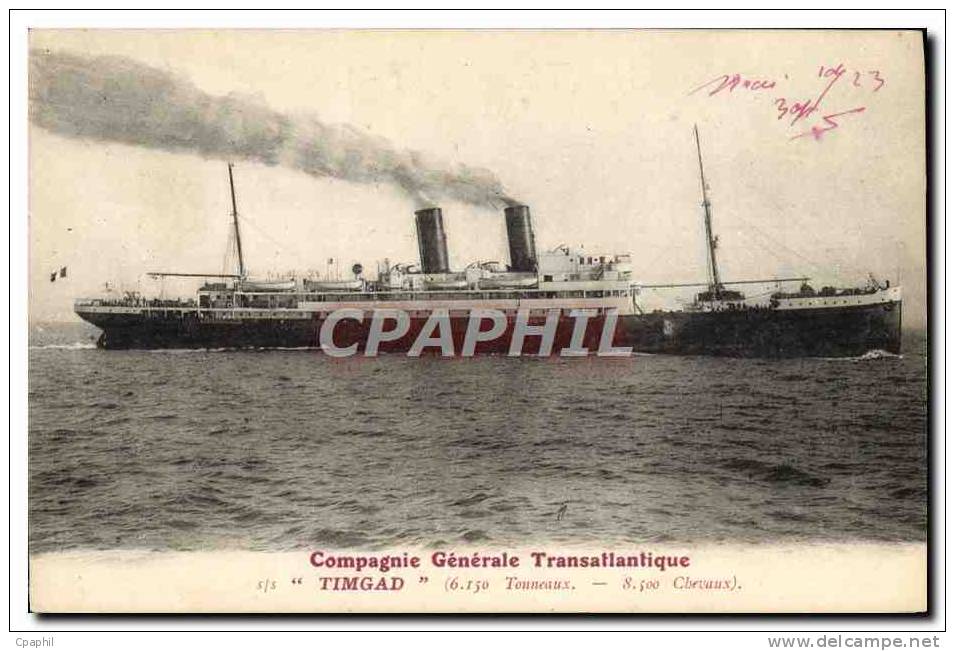 CPA Bateau Paquebot Timgad Compagnie Generale Transatlantique