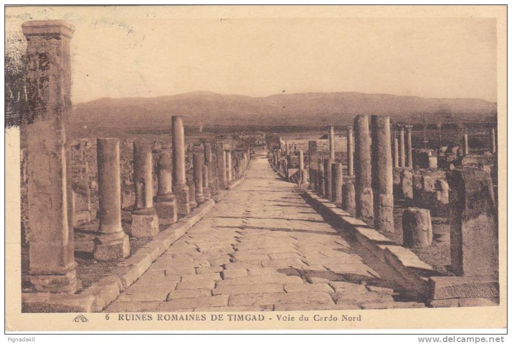 cp , ALGÉRIE , TIMGAD , Ruines Romaines , Voie du Cardo Nord