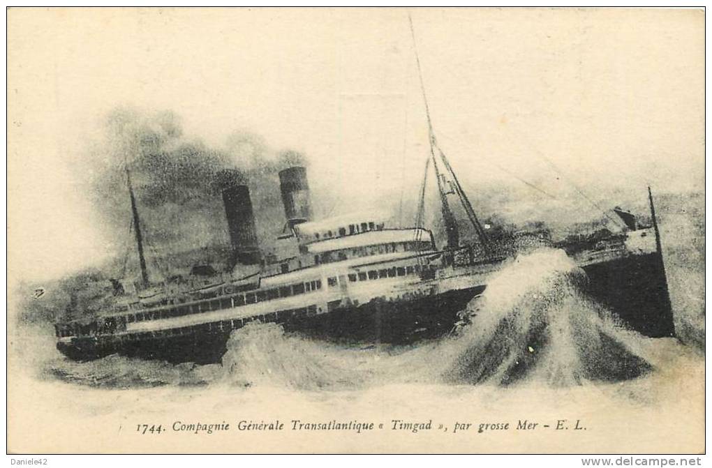 CPA  / PAQUEBOT -  COMPAGNIE GENERALE TRANSATLANTIQUE - TIMGAD - PAR GROSSE MER
