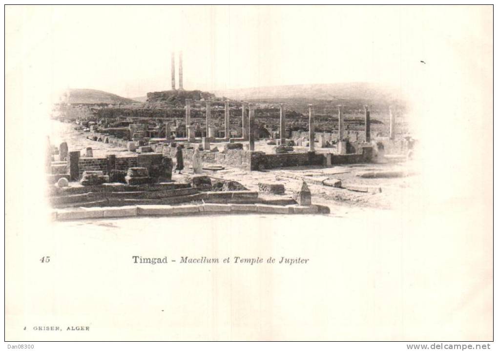 ALGERIE TIMGAD MACELLUM ET TEMPLE DE JUPITER CARTE PRECURSEUR CIRCULEE