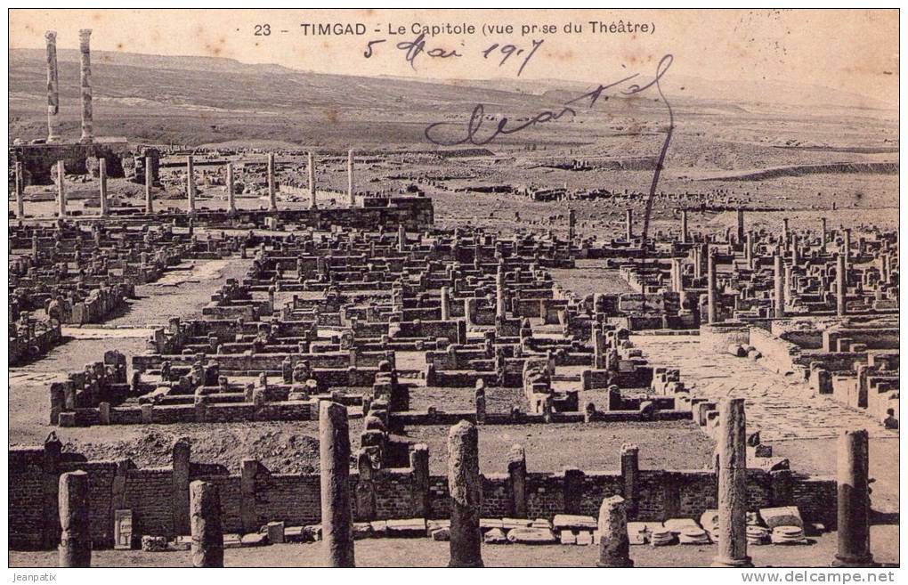 TIMGAD - le capitole (vue prise du théatre - cachet militaire 4ème zouaves détachement