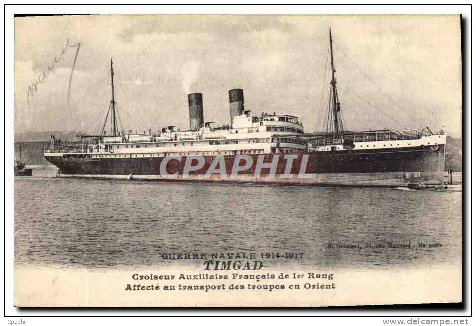CPA Bateau Guerre navale Timgad Croiseur auxiliaire Francais de