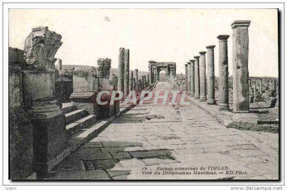Algerie Ruines romaines de Timgad CPA Voie du Decumanus Maximus