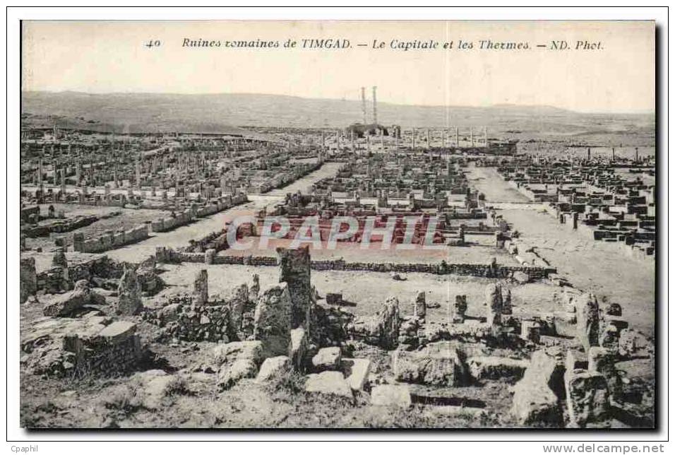 Algerie CPA Ruines romaines de Timgad Le capitole et les thermes