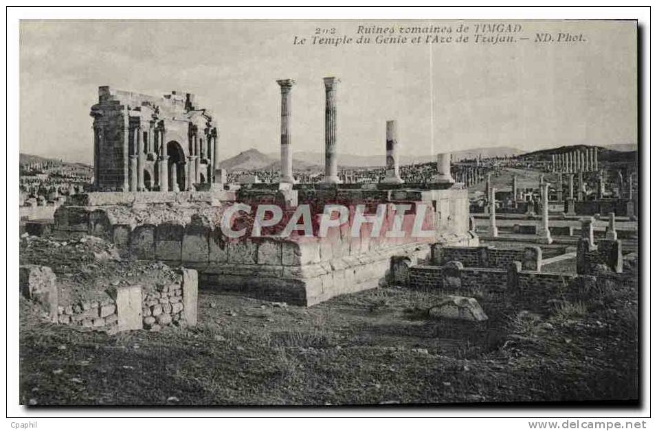 Algerie CPA Ruines romaines de Timgad Le temple du genie et l