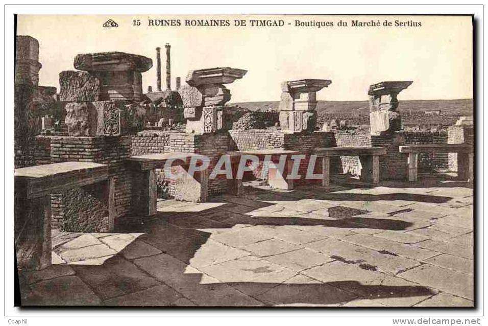 CPA Ruines Romaines De Timgad Boutiques du Marche de Sertius