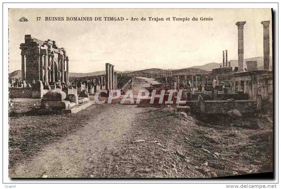 CPA Ruines Romaines De Timgad Arc de Trajan et Temple du Genie