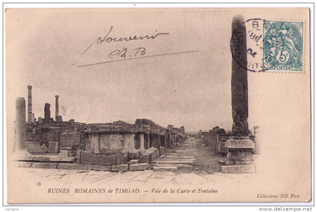TIMGAD Ruines romaines Voie de la Curie et Fontaine