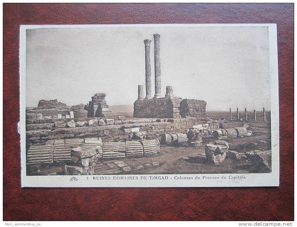Ruines Romaines de Timgad Clonnes du Pronaos du Capitole Algerie Algerien AK CPA