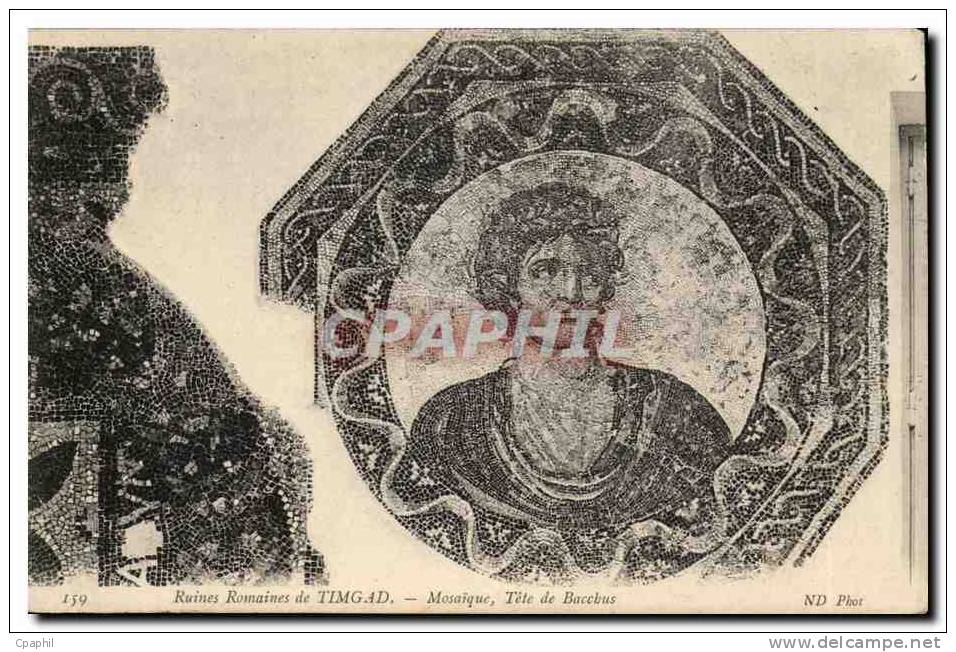 CPA Algerie Ruines romaines de Timgad Mosaique Tete de Bacchus