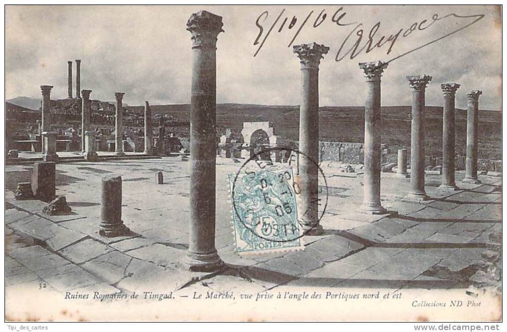 Ruines Romaines de Timgad - Le Marché, vue prise à l'angle des Portiques nord et est