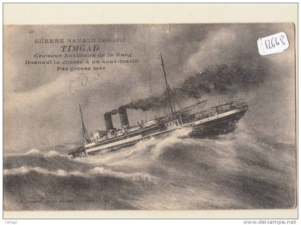 CPA -  Thème - Transports - Bateaux de guerre - Croiseur Timgad ( en l´état - défauts)