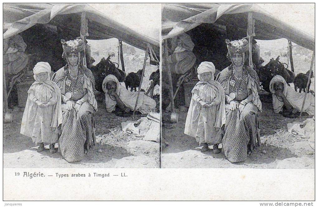 TIMGAD  Types arabes à Timgag. Stèrèoscopique.