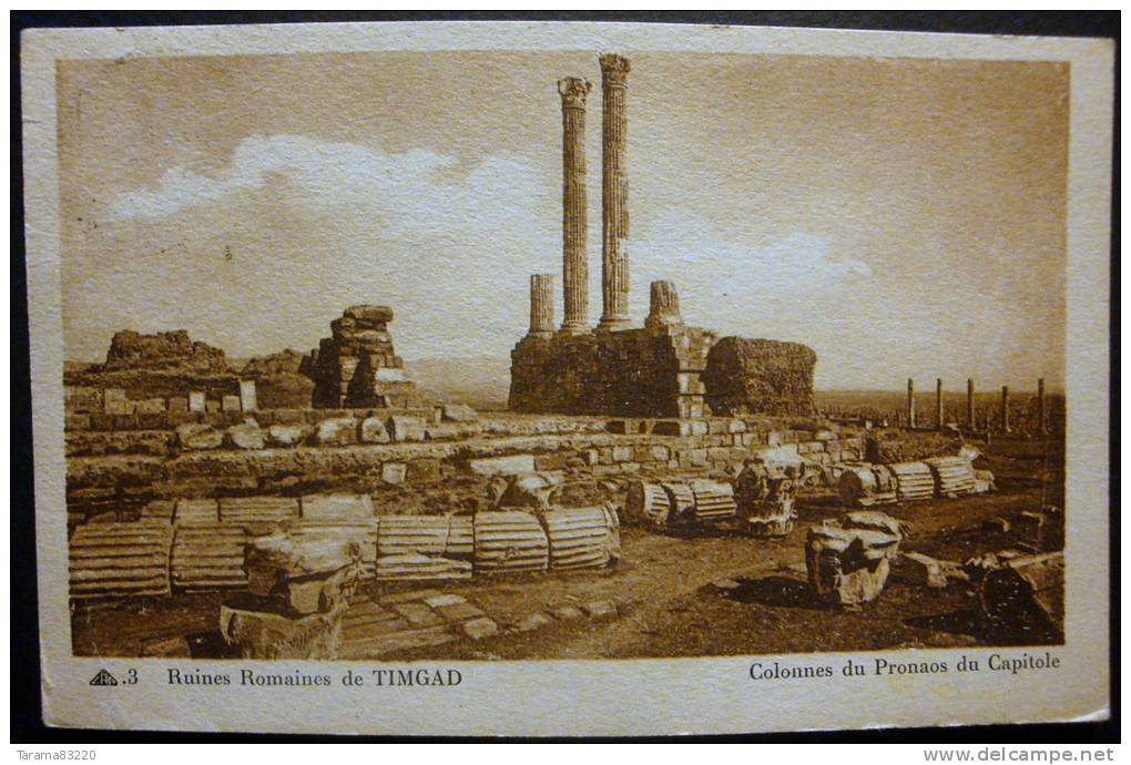 CPA ALGERIE RUINES ROMAINES DE TIMGAD COLONNES DU PRONAOS DU CAPITOLE